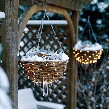 Outside Christmas Decorations - Lighted Hanging Baskets